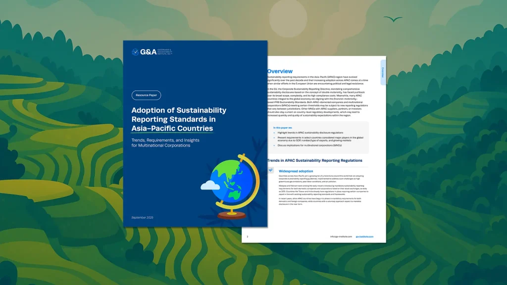 Adoption of Sustainability Reporting Standards in Asia-Pacific Countries